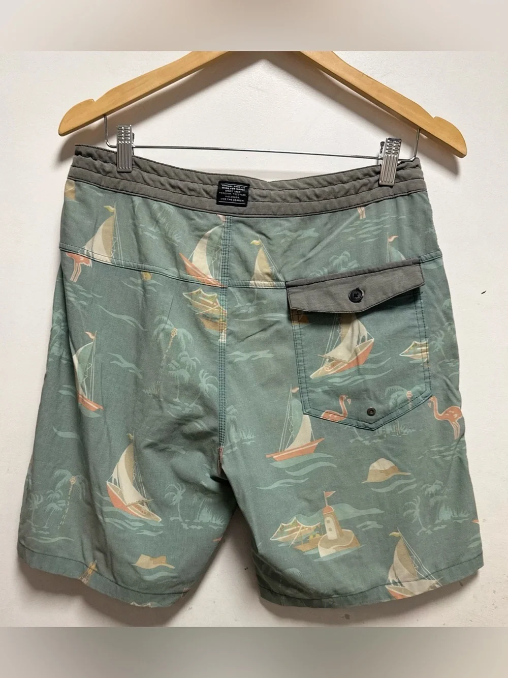 Rip Curl Seafoam Green Sailboat Print Board Shorts